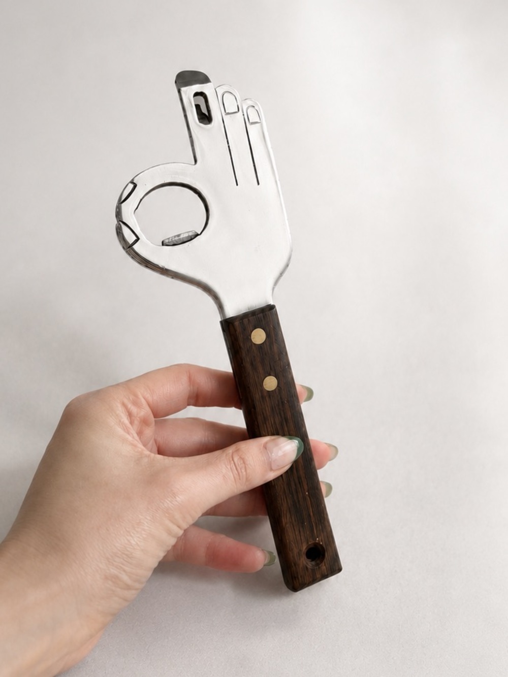 RARE Vintage 1960a-ok Hand-Shaped Stainless Steel Bottle Opener